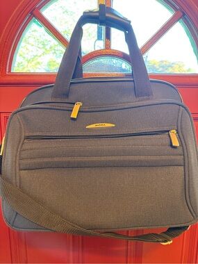 Vintage MODA Navy Travel Tote / Multi-Pocket Briefcase Crossbody